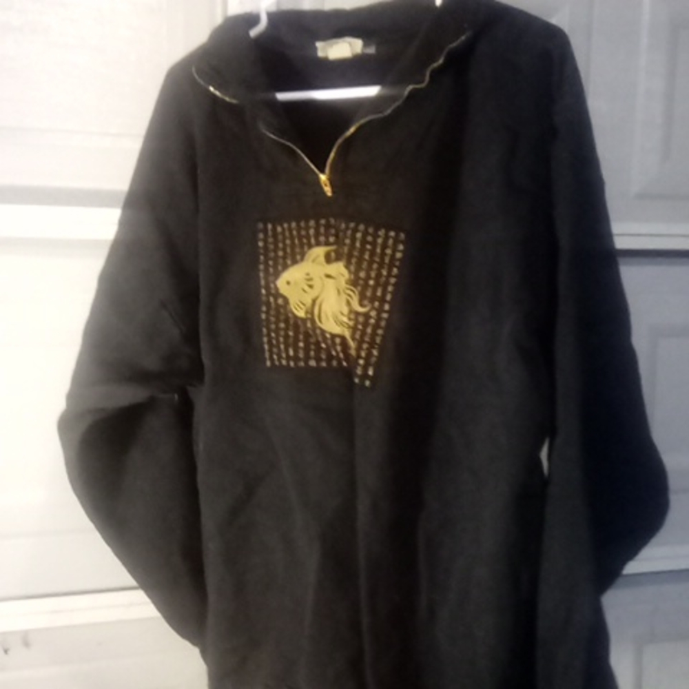 Taylor black polo jacket quarter zip with a fish on the front xl